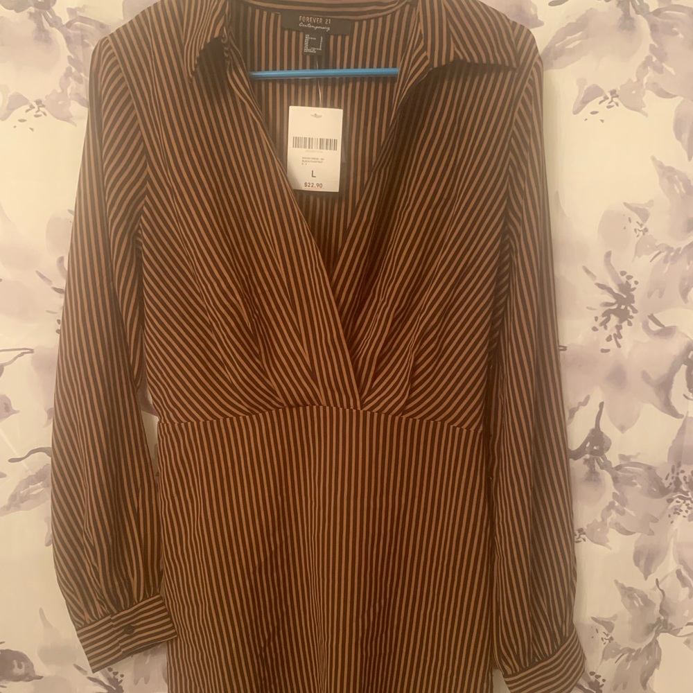 Brown and black long sleeve mini dress